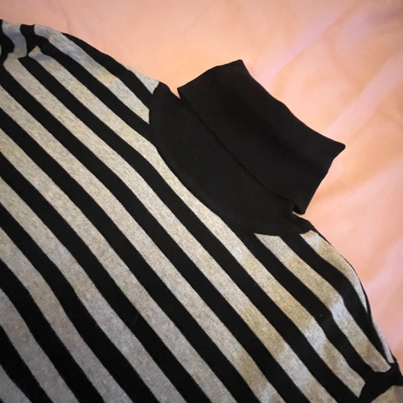 Grey/Black Striped Crop Turtleneck - Picture 5 of 5